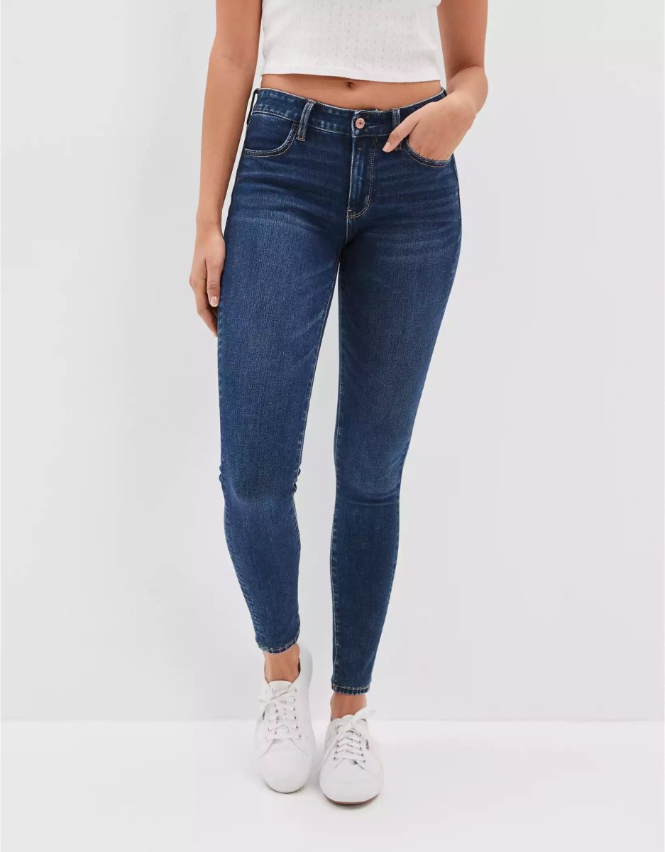 Jean American Eagle AE Dream Low-Rise Jegging Indigo Foncé Femme | BGJ-67433601